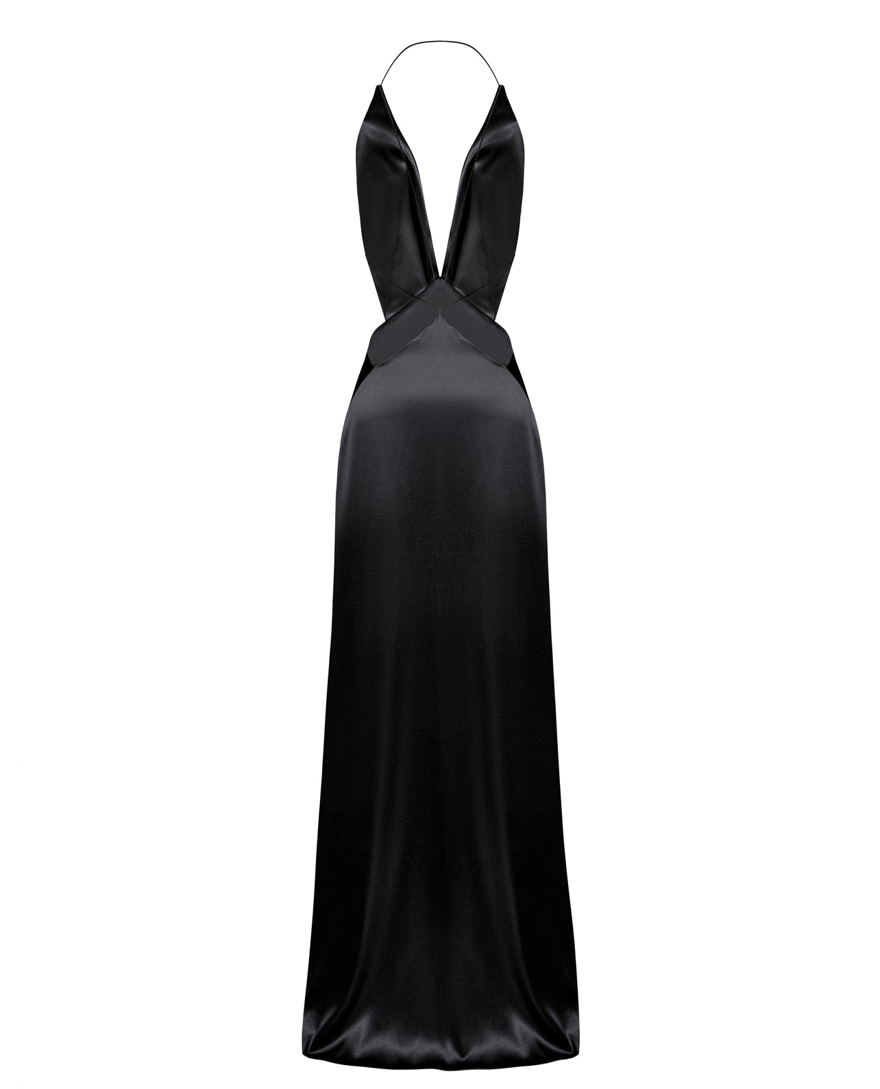 AMENO Eirin silk satin dress in black