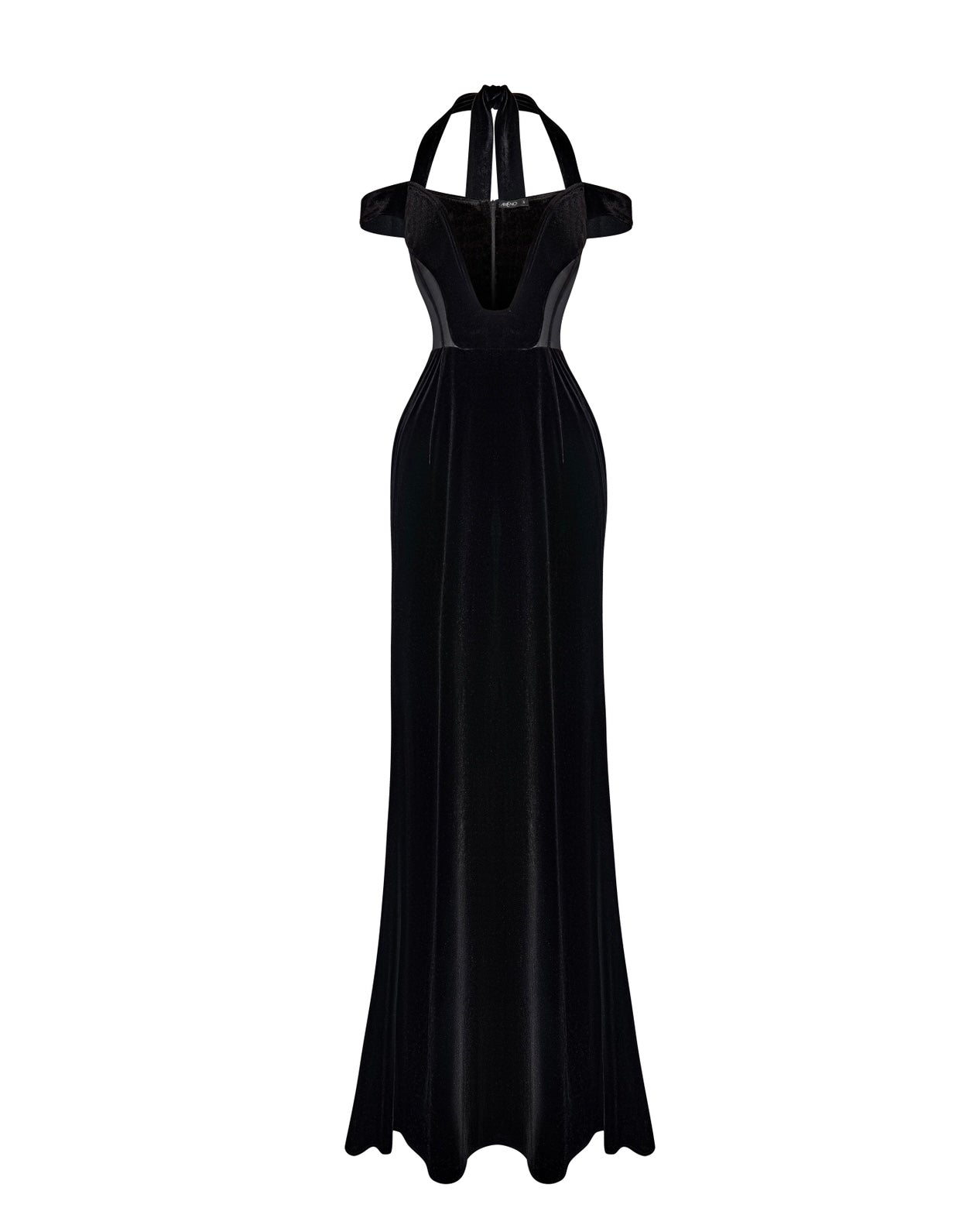 AMENO Callista black velvet bustier dress