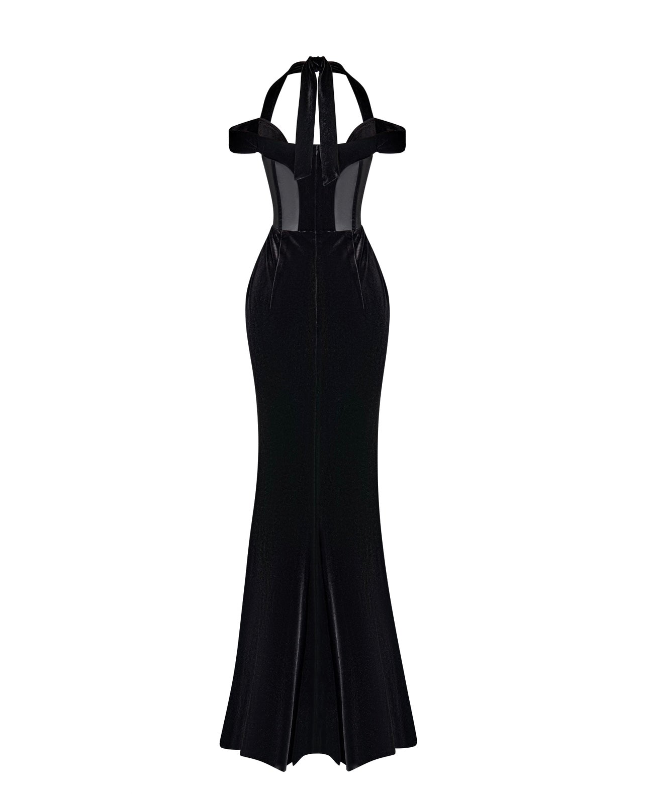 AMENO Callista black velvet bustier dress