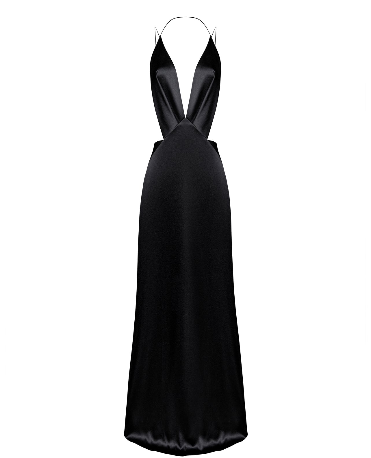AMENO Eirin silk satin dress in black