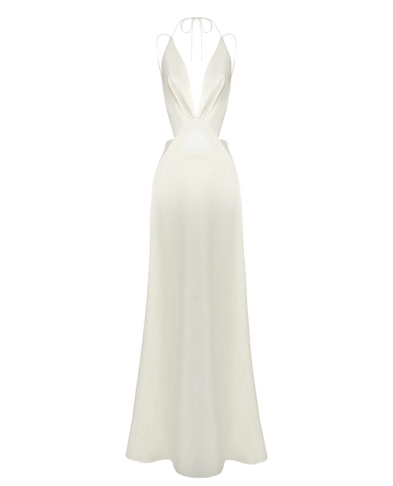 AMENO Eirin silk satin maxi dress in white