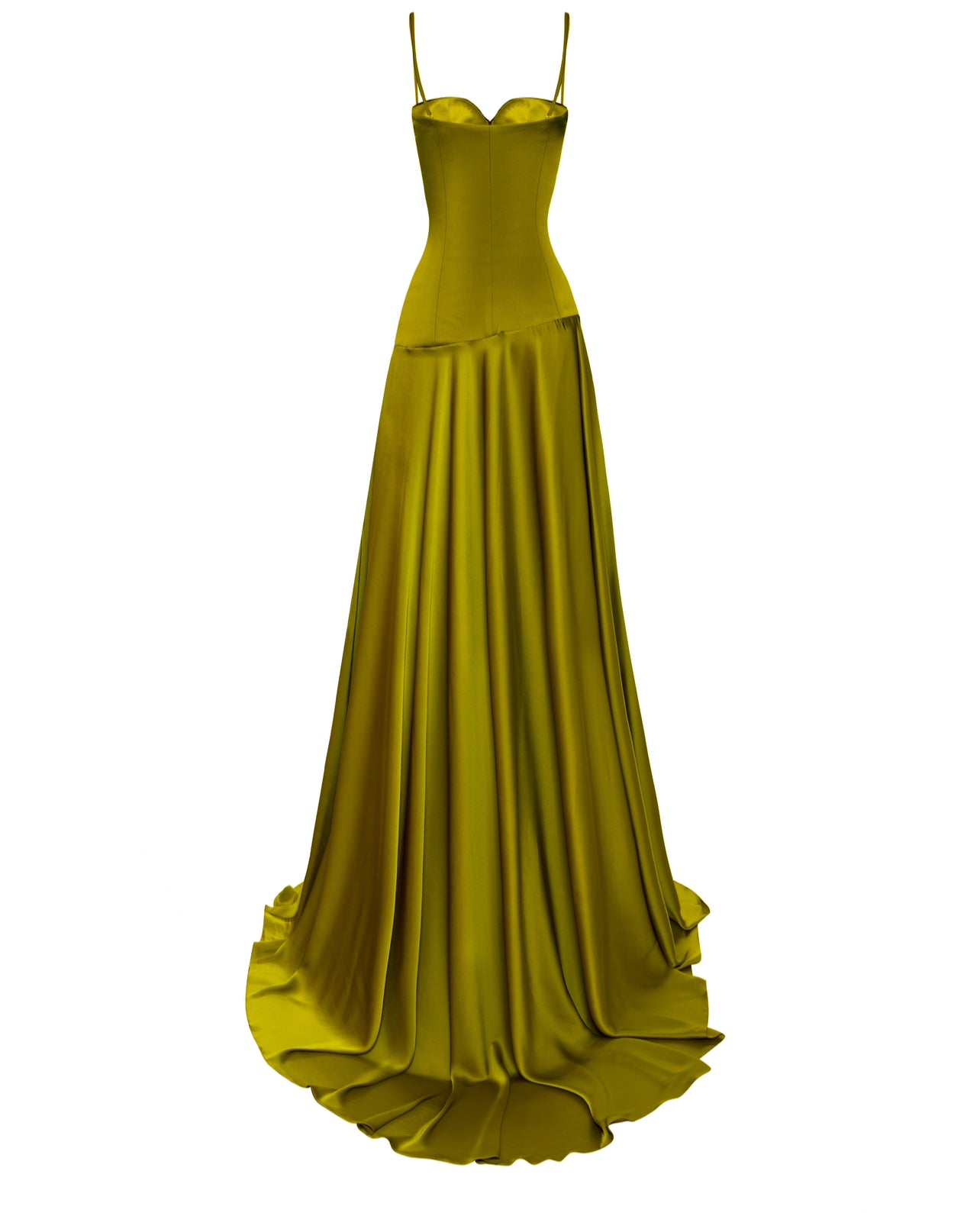AMENO Adele silk dress in olive colour