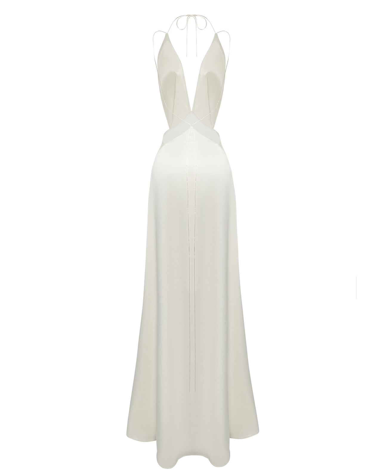 AMENO Eirin silk satin maxi dress in white