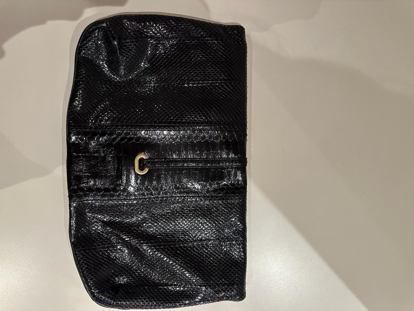 JIMMY CHOO black python clutch