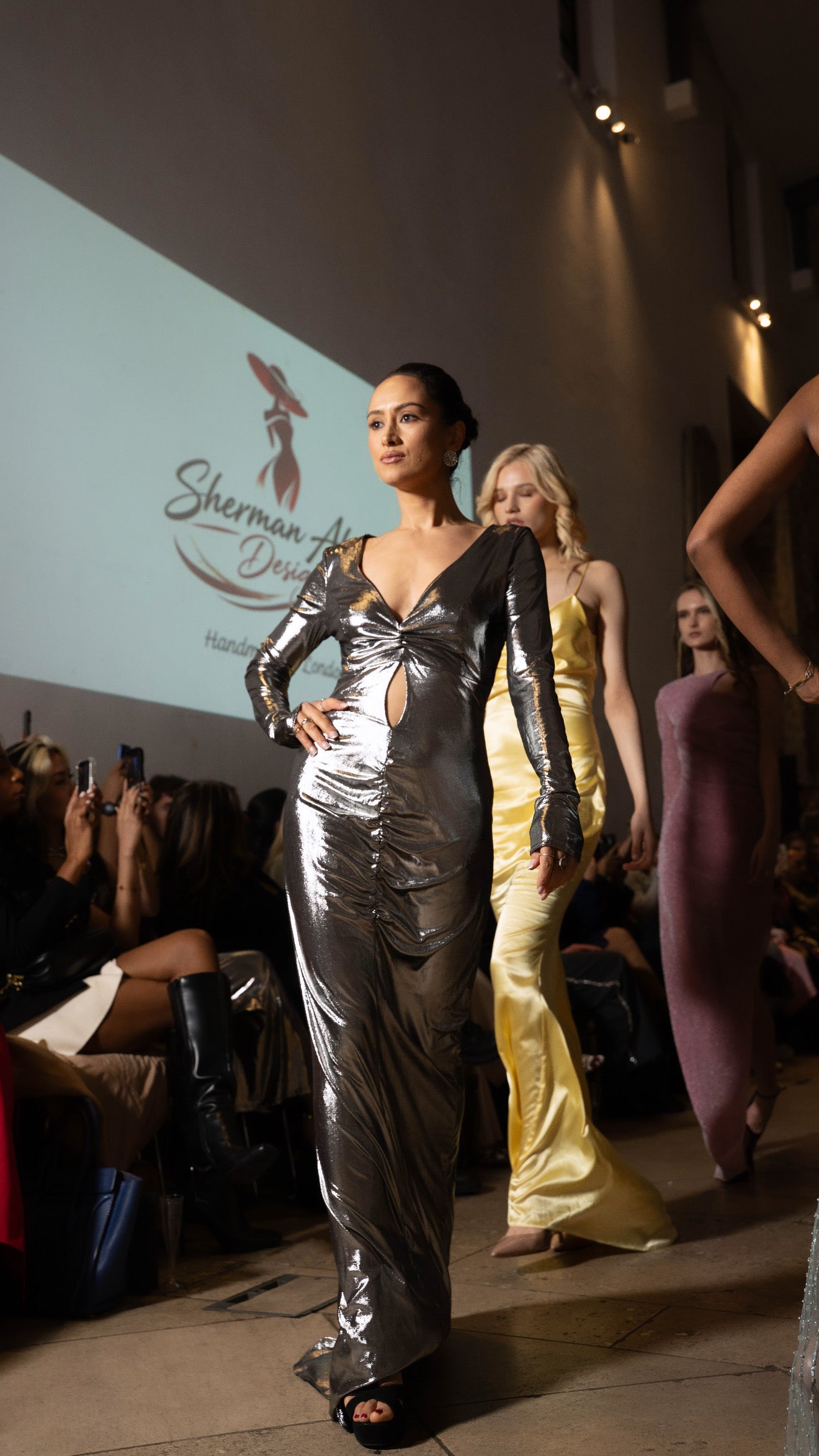 Metallic “Venus” maxi dress