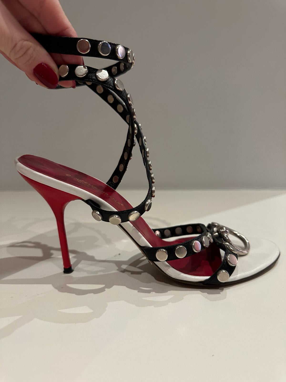 DOLCE and GABBANA leather strap high heel sandals