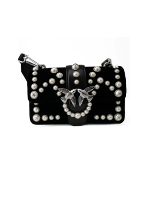 PINKO.                                      Women's Mini Love Velvet Pearls Bag