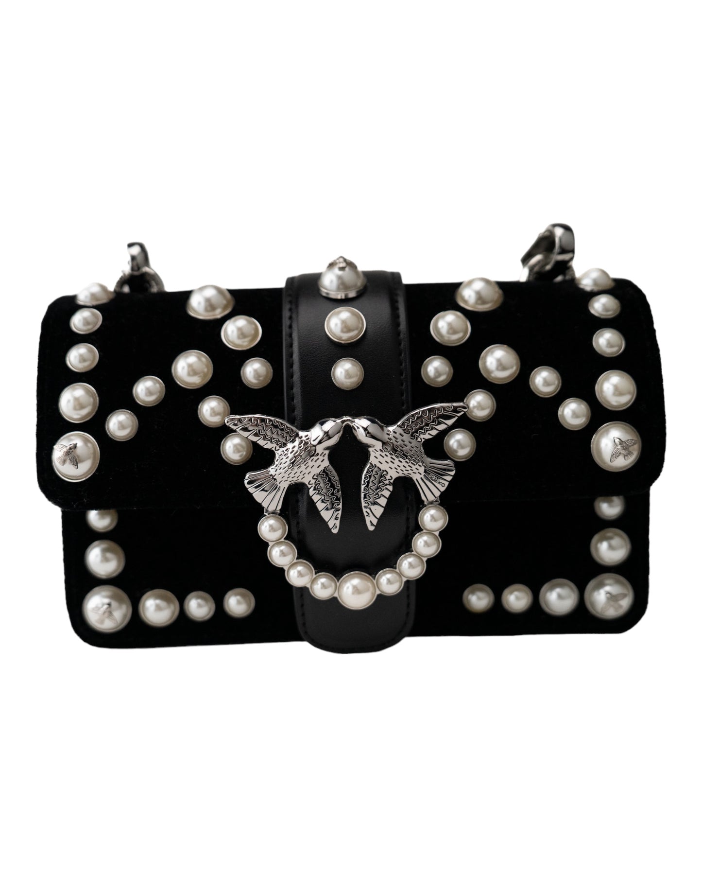 PINKO.                                      Women's Mini Love Velvet Pearls Bag