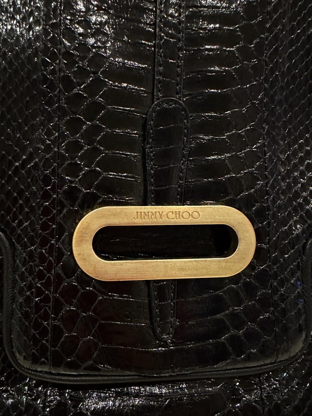 JIMMY CHOO black python clutch