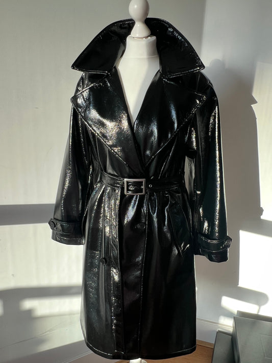 ZARA & STEVEN MEISEL patent leather trench coat