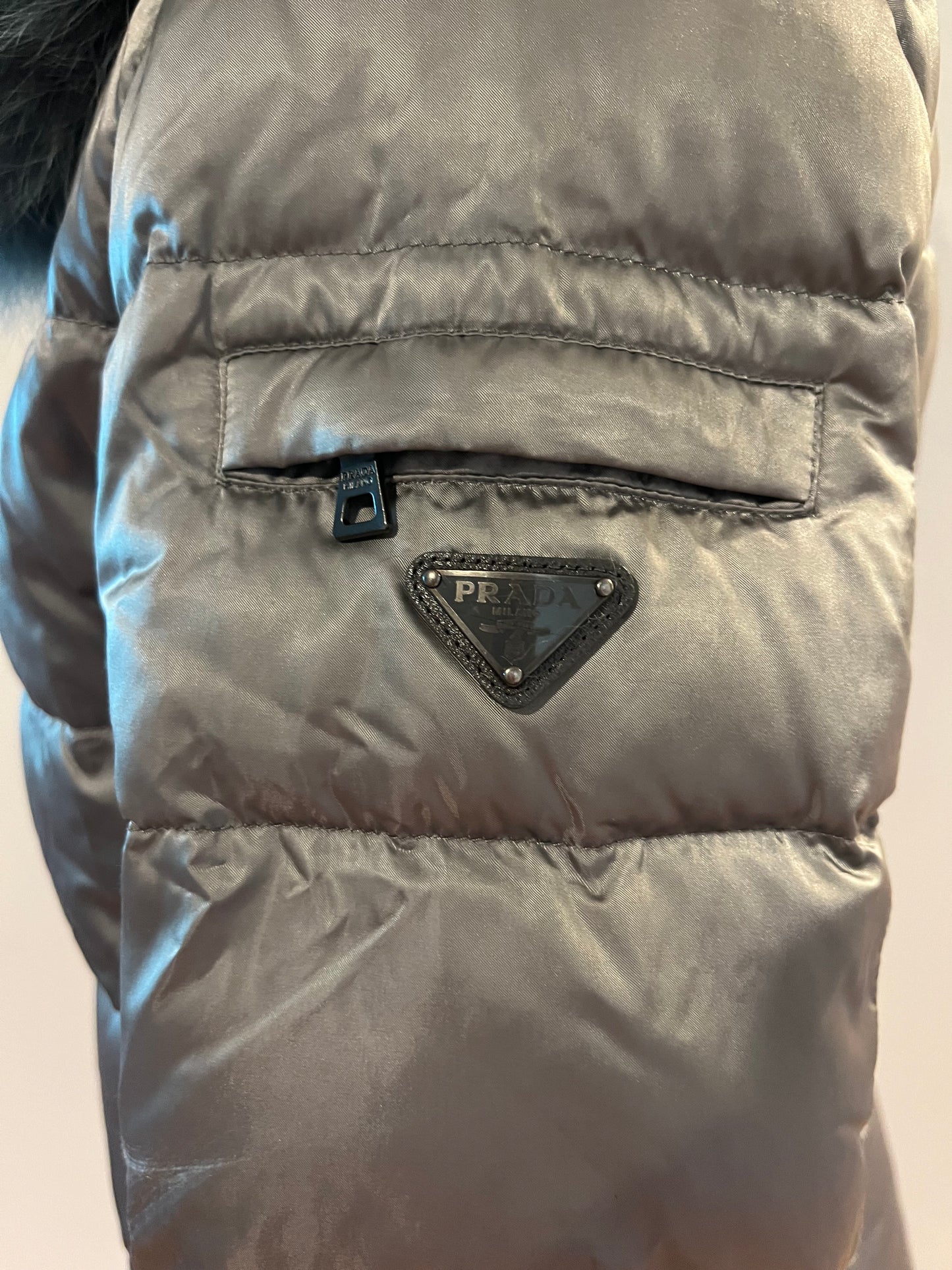 PRADA Green Down Quilted Zip Up Jacket