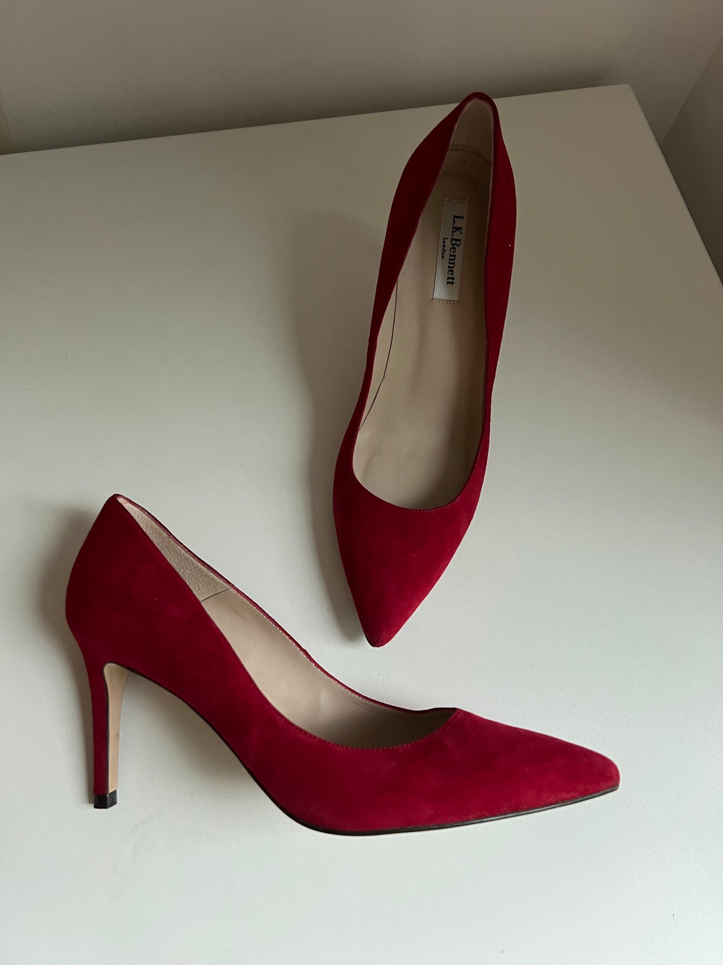 L.K. Bennett high suede heels