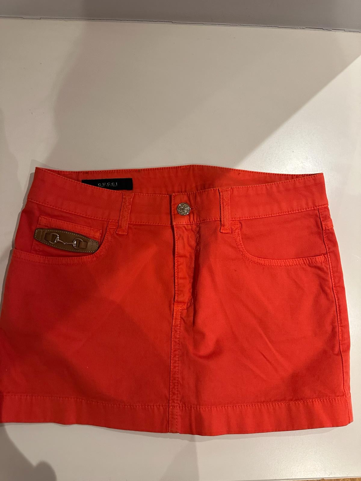 GUCCI bright red cotton mini skirt