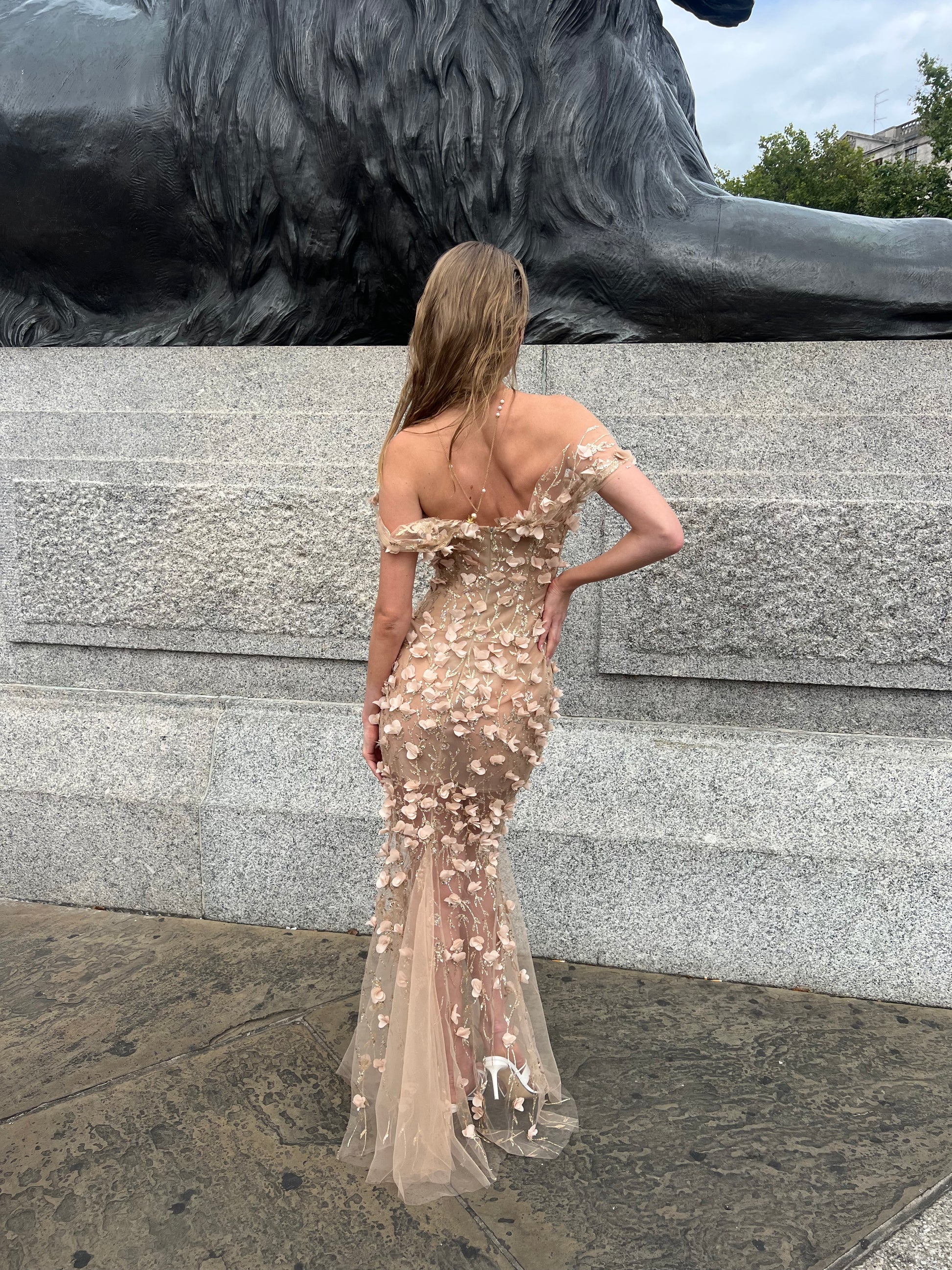 Sherman Alice Design “ANGEL” Nude corset gown dress with 3D flowers – My fashion heaven Sherman Alice Design “ANGEL” Nude corset gown dress with 3D flowers – My fashion heaven