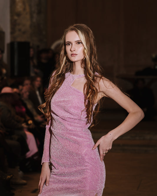 Sparkly one shoulder maxi dress