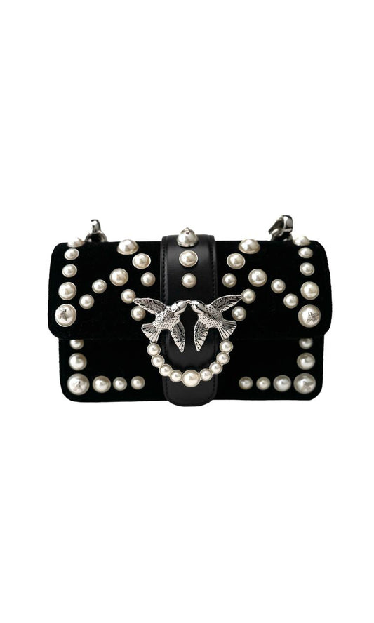 PINKO.                                      Women's Mini Love Velvet Pearls Bag